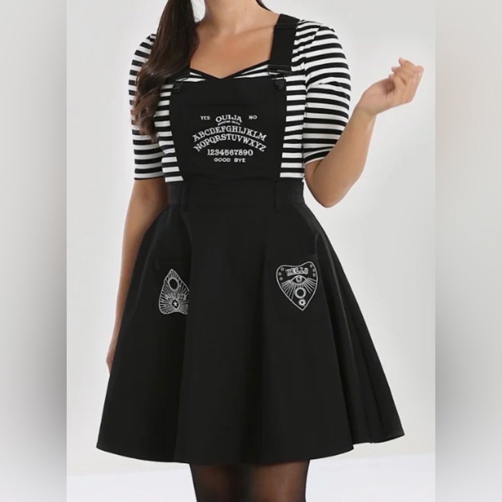 Hell Bunny Samara pinafore dress size small. Ouija board, pockets. NWT